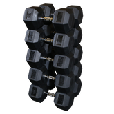 Rubber hex dumbbells pairs, 80-100lb, solid cast iron, anti-roll design, stylish and durable for weightlifting.